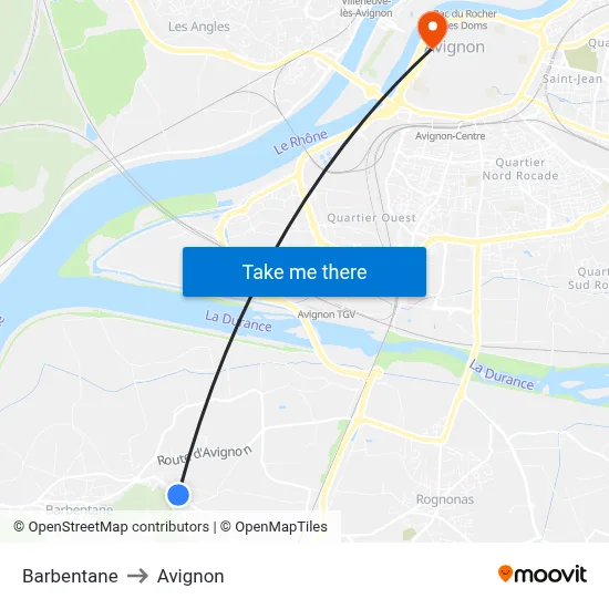 Barbentane to Avignon map