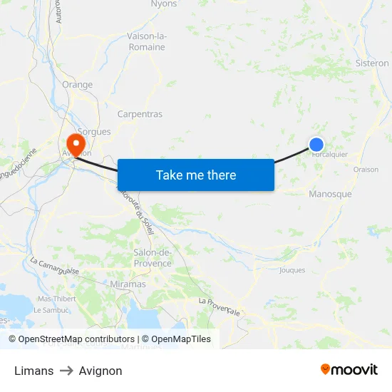 Limans to Avignon map