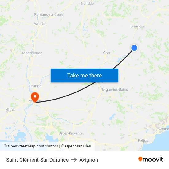 Saint-Clément-Sur-Durance to Avignon map