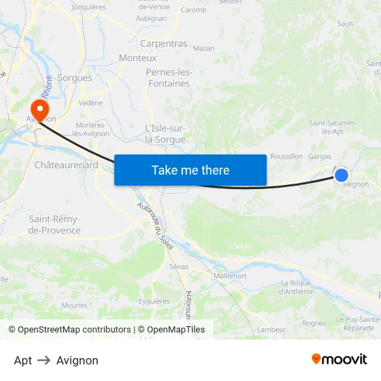 Apt to Avignon map