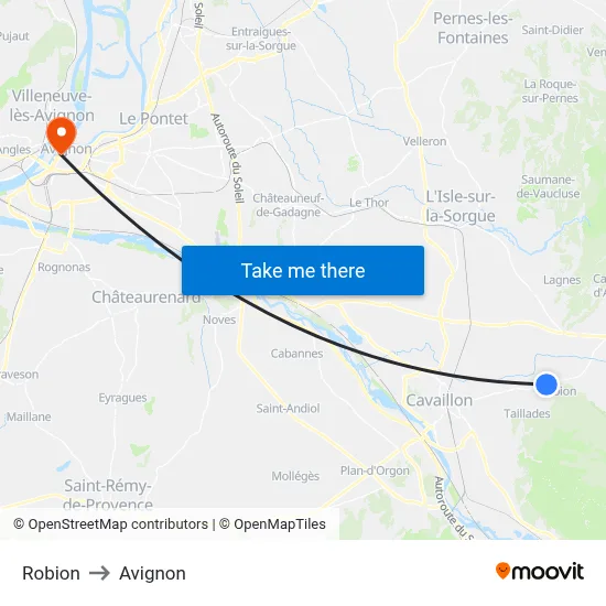 Robion to Avignon map