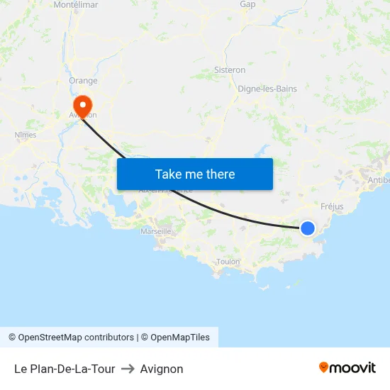 Le Plan-De-La-Tour to Avignon map
