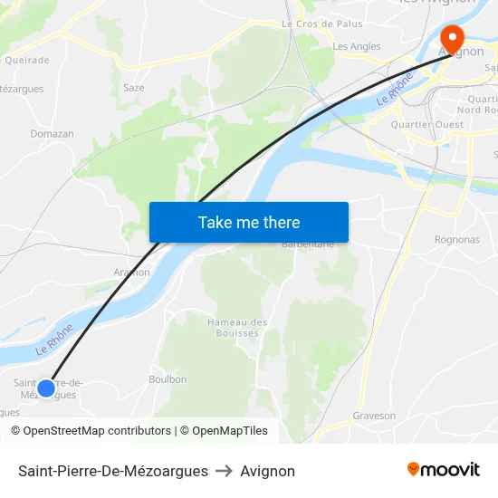 Saint-Pierre-De-Mézoargues to Avignon map