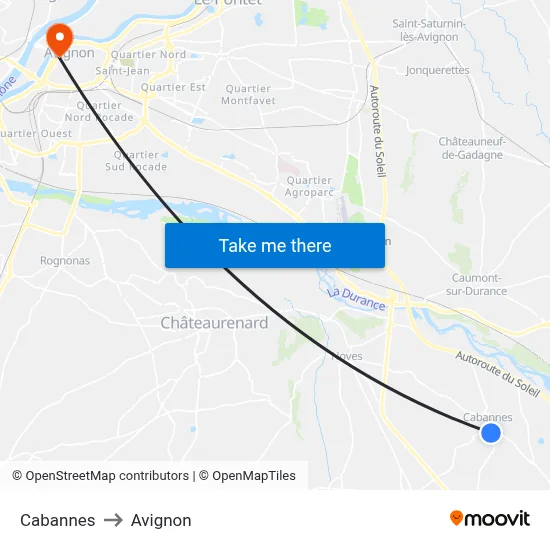 Cabannes to Avignon map