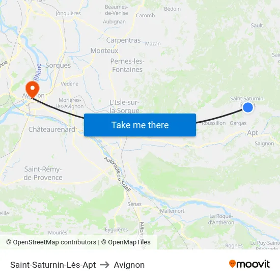 Saint-Saturnin-Lès-Apt to Avignon map