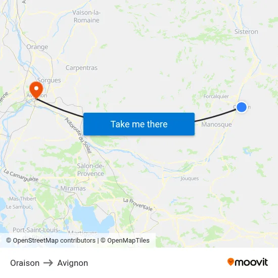 Oraison to Avignon map