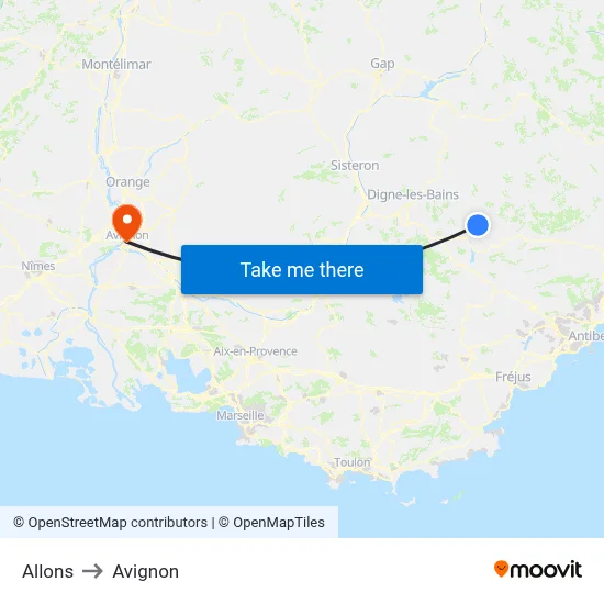 Allons to Avignon map