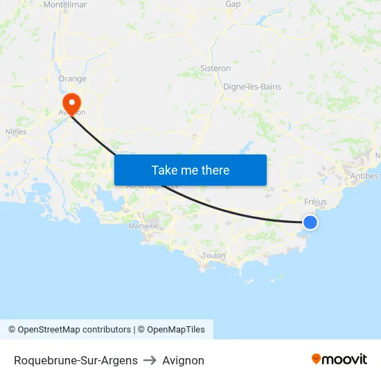 Roquebrune-Sur-Argens to Avignon map