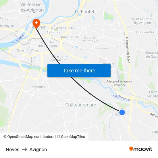Noves to Avignon map