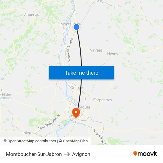 Montboucher-Sur-Jabron to Avignon map