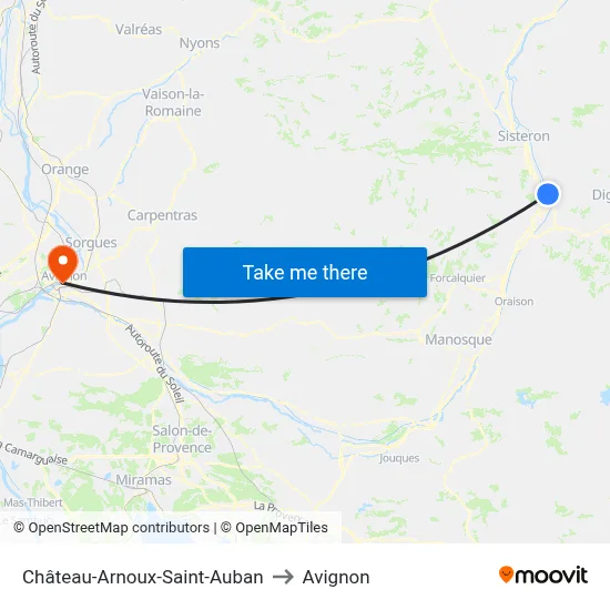 Château-Arnoux-Saint-Auban to Avignon map