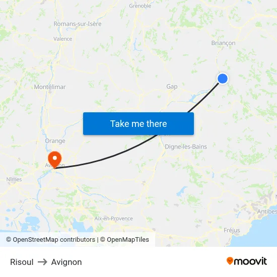 Risoul to Avignon map