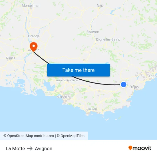 La Motte to Avignon map