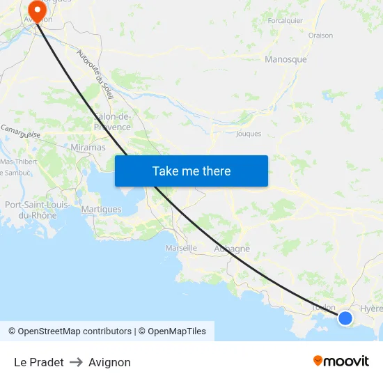 Le Pradet to Avignon map