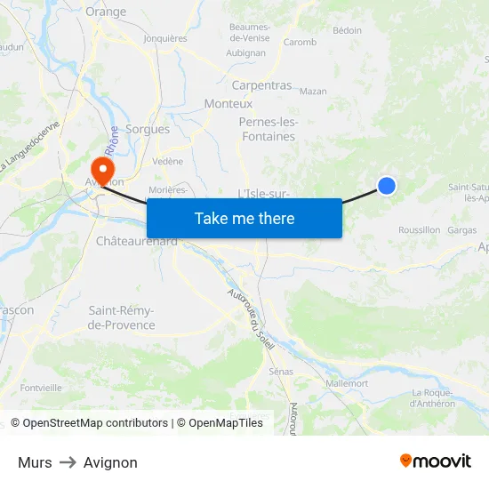 Murs to Avignon map