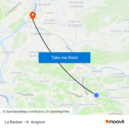 La Barben to Avignon map