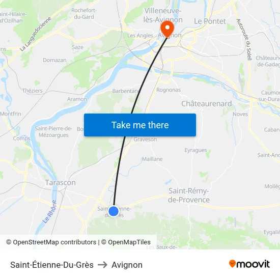 Saint-Étienne-Du-Grès to Avignon map