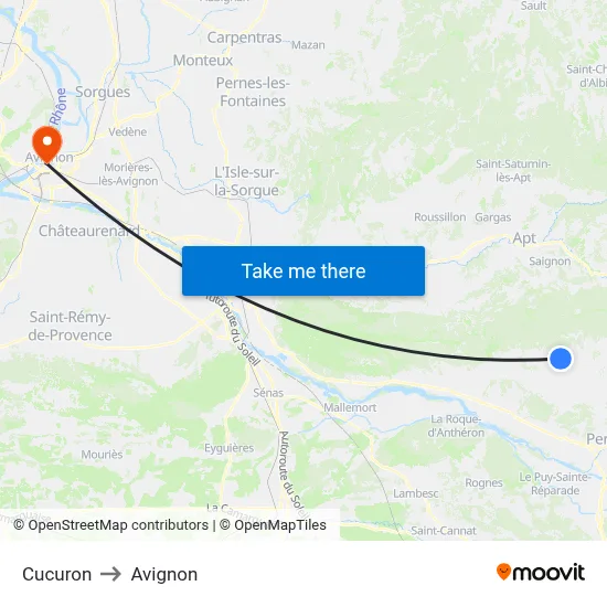 Cucuron to Avignon map