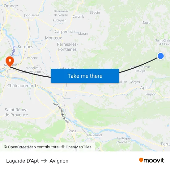 Lagarde-D'Apt to Avignon map