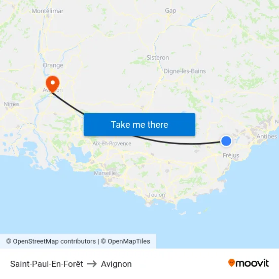Saint-Paul-En-Forêt to Avignon map