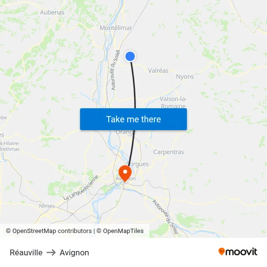 Réauville to Avignon map