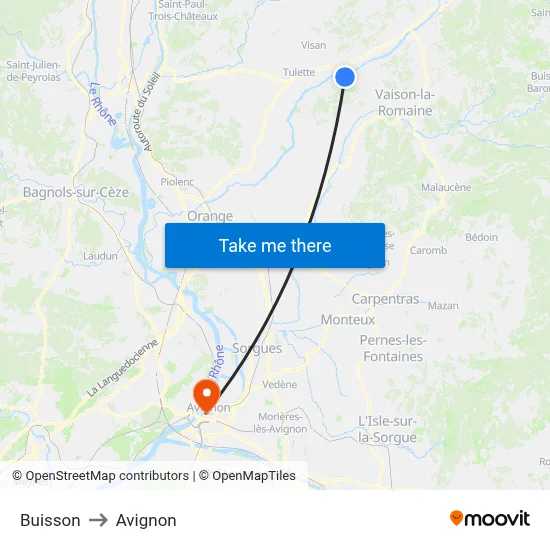 Buisson to Avignon map