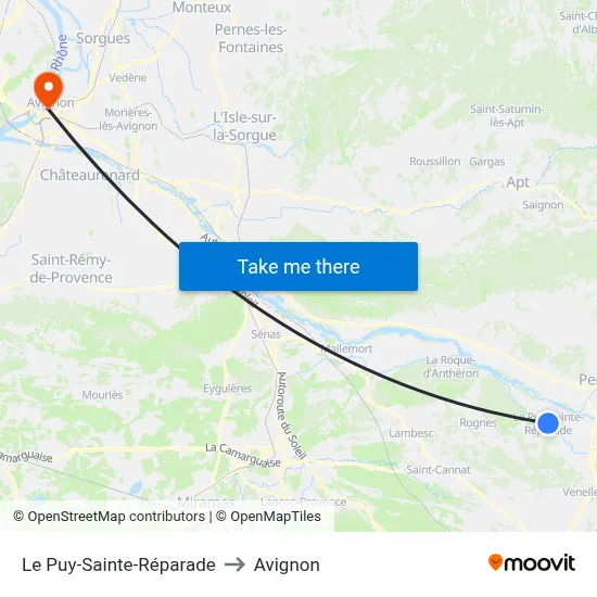 Le Puy-Sainte-Réparade to Avignon map