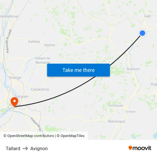Tallard to Avignon map