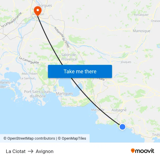 La Ciotat to Avignon map