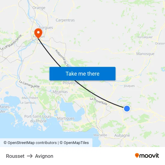 Rousset to Avignon map