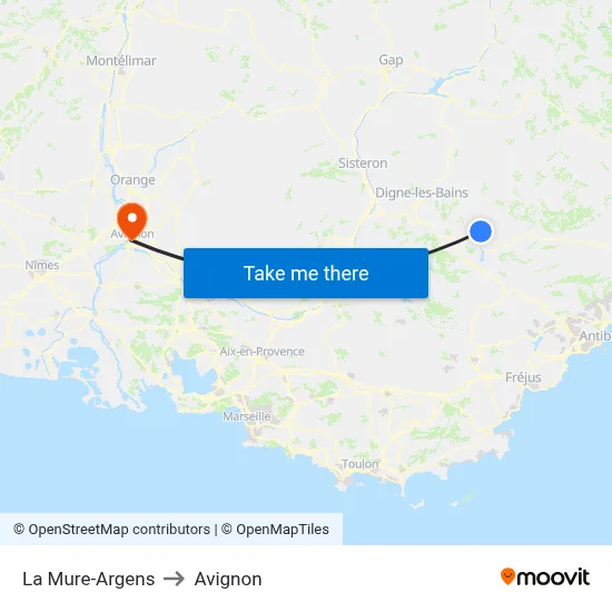 La Mure-Argens to Avignon map