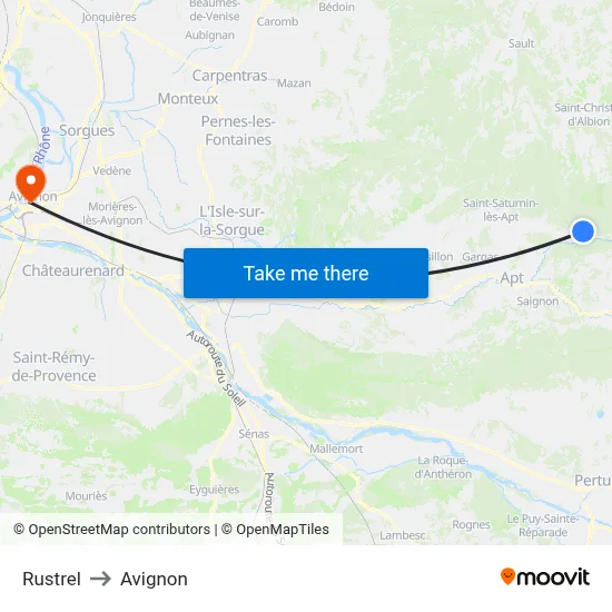 Rustrel to Avignon map