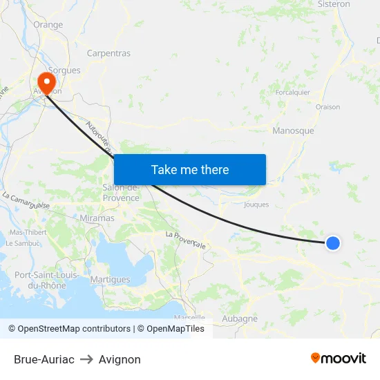 Brue-Auriac to Avignon map