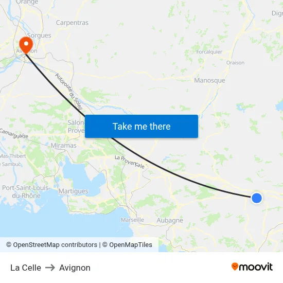 La Celle to Avignon map