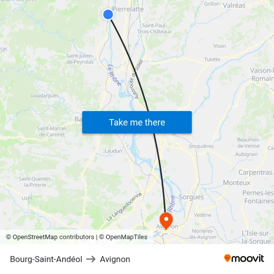 Bourg-Saint-Andéol to Avignon map