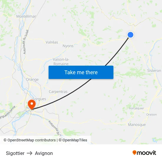 Sigottier to Avignon map
