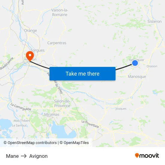 Mane to Avignon map
