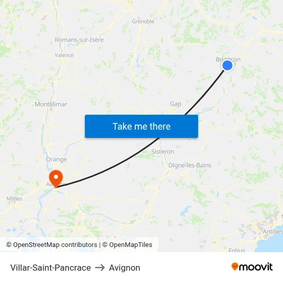 Villar-Saint-Pancrace to Avignon map