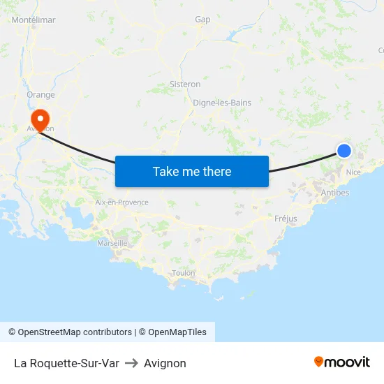 La Roquette-Sur-Var to Avignon map