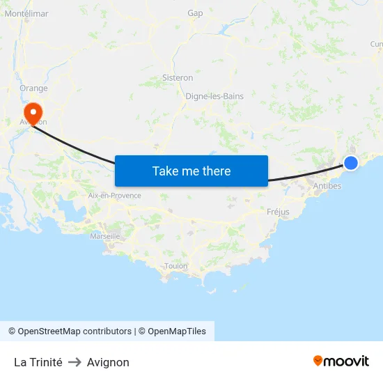 La Trinité to Avignon map
