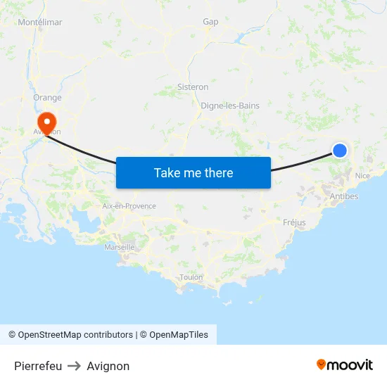 Pierrefeu to Avignon map