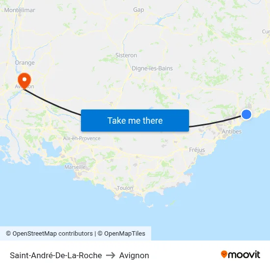 Saint-André-De-La-Roche to Avignon map
