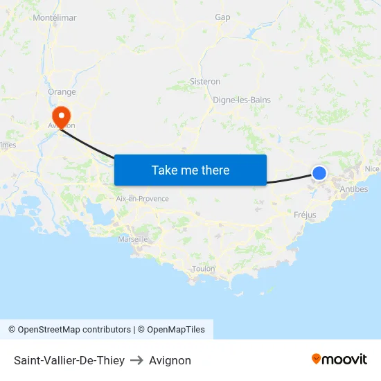 Saint-Vallier-De-Thiey to Avignon map