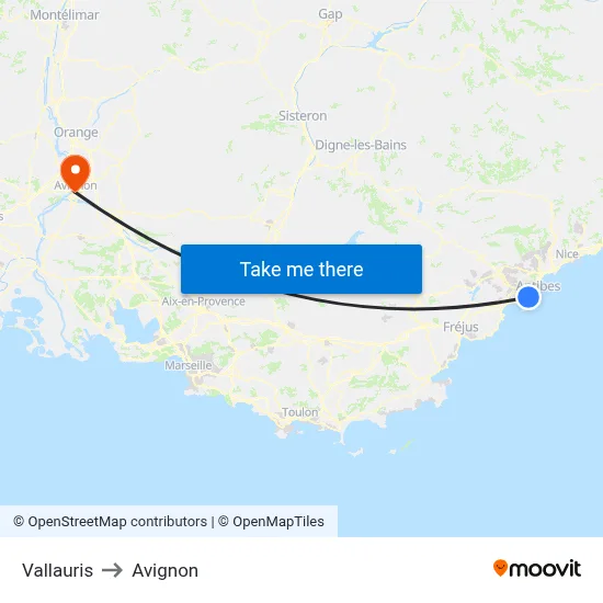 Vallauris to Avignon map