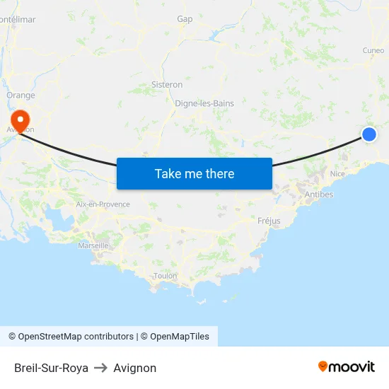 Breil-Sur-Roya to Avignon map