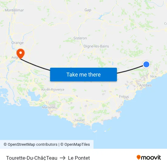 Tourette-Du-Chã¢Teau to Le Pontet map