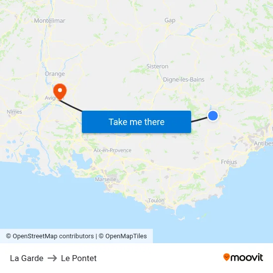 La Garde to Le Pontet map