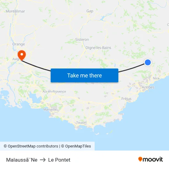 Malaussã¨Ne to Le Pontet map