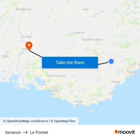 Seranon to Le Pontet map