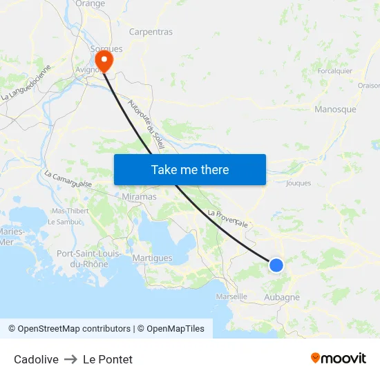 Cadolive to Le Pontet map